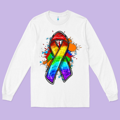Pride Ribbon Long Sleeve Tee Designed By Fadigitalartstudio