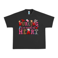 Pigment Black nursing is a work of heart Urban Heavy Tee - OliviaCreatesArt