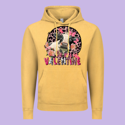 Be My Valentine Holstein Cow Valentine's Day Vintage Hoodie Designed By Fadigitalartstudio