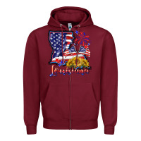 Burgundy 4th of july  louisiana map Zipper Hoodie - BarkalooDesign