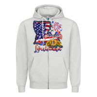 Dove Grey 4th of july  louisiana map Zipper Hoodie - BarkalooDesign