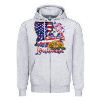 Heather Grey 4th of july  louisiana map Zipper Hoodie - BarkalooDesign
