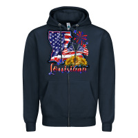Navy 4th of july  louisiana map Zipper Hoodie - BarkalooDesign