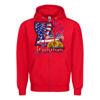 Red 4th of july  louisiana map Zipper Hoodie - BarkalooDesign