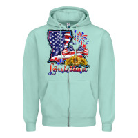 Seafoam 4th of july  louisiana map Zipper Hoodie - BarkalooDesign