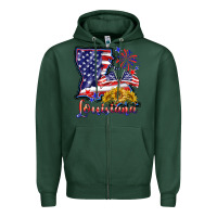 Sports Green 4th of july  louisiana map Zipper Hoodie - BarkalooDesign