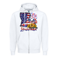White 4th of july  louisiana map Zipper Hoodie - BarkalooDesign