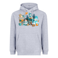 Heather Grey winter snowman coffee cups Heavyweight Hoodie - AdoDesignShop