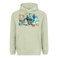 Matcha winter snowman coffee cups Heavyweight Hoodie - AdoDesignShop