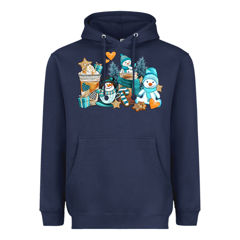 Winter Snowman Coffee Cups Heavyweight Hoodie by AdoDesignShop | Teevron