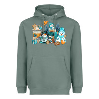Sage winter snowman coffee cups Heavyweight Hoodie - AdoDesignShop
