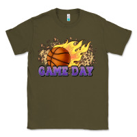 Army Green game day basketball leopard flames fireball Classic Tee - HowdyJamesFarm