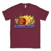 Burgundy game day basketball leopard flames fireball Classic Tee - HowdyJamesFarm