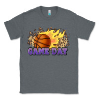 Charcoal Heather game day basketball leopard flames fireball Classic Tee - HowdyJamesFarm