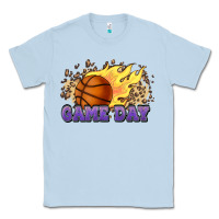 Dusty Blue game day basketball leopard flames fireball Classic Tee - HowdyJamesFarm
