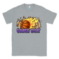 Heather Grey game day basketball leopard flames fireball Classic Tee - HowdyJamesFarm