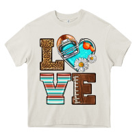 Cream American Football love and helmet Heavy Core Tee - NancyCooperArtShop
