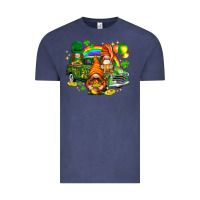 Vintage Denim St. Patrick's Day gnomies with leopard tumbler Vintage Tee - HowdyJamesFarm