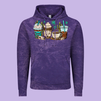 Bull Skull Coffee Cups Vintage Hoodie Designed By Oliviacreatesart