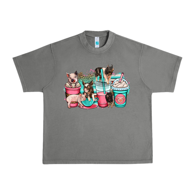 Pig Coffee Cups Urban Heavy Tee by OliviaCreatesArt | Teevron