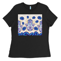 Black evil eyes with white wooden pattern Ladies Tee - TumblerDesignByShophia
