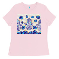 Bubblegum Pink evil eyes with white wooden pattern Ladies Tee - TumblerDesignByShophia