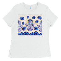White evil eyes with white wooden pattern Ladies Tee - TumblerDesignByShophia