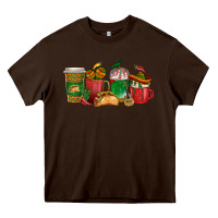 Chocolate Brown Tacos Coffee Cups Heavy Core Tee - texasbilliewilder