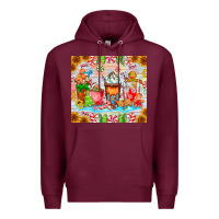 Burgundy christmas coffee class Premium Hoodie - CowhideDigitalArt