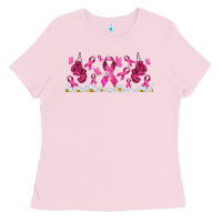 Bubblegum Pink cancer ribbon with daisy Ladies Tee - TumblerDesignByShophia
