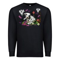 Black halloween cow and ghosts Premium Sweatshirt - AdoDesignShop
