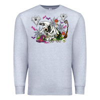 Heather Grey halloween cow and ghosts Premium Sweatshirt - AdoDesignShop