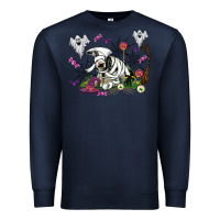 Navy halloween cow and ghosts Premium Sweatshirt - AdoDesignShop