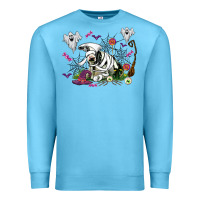 Ocean Blue halloween cow and ghosts Premium Sweatshirt - AdoDesignShop