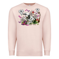 Pale Pink halloween cow and ghosts Premium Sweatshirt - AdoDesignShop