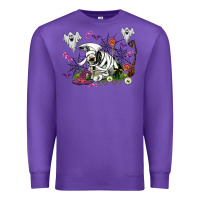 Purple halloween cow and ghosts Premium Sweatshirt - AdoDesignShop