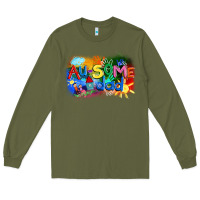 Army Green Au-some dad Autism Long Sleeve Tee - FaDigitalArtStudio