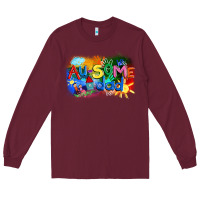 Burgundy Au-some dad Autism Long Sleeve Tee - FaDigitalArtStudio