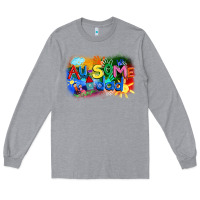 Heather Grey Au-some dad Autism Long Sleeve Tee - FaDigitalArtStudio