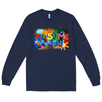 Navy Au-some dad Autism Long Sleeve Tee - FaDigitalArtStudio