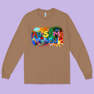 Au-some Dad Autism Long Sleeve Tee Designed By Fadigitalartstudio