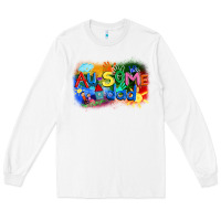 White Au-some dad Autism Long Sleeve Tee - FaDigitalArtStudio