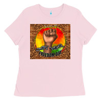 Bubblegum Pink juneteenth freedom day Ladies Tee - TumblerDesignByShophia