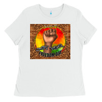 White juneteenth freedom day Ladies Tee - TumblerDesignByShophia