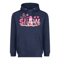 Navy pink snowman and snow Heavyweight Hoodie - AdoDesignShop