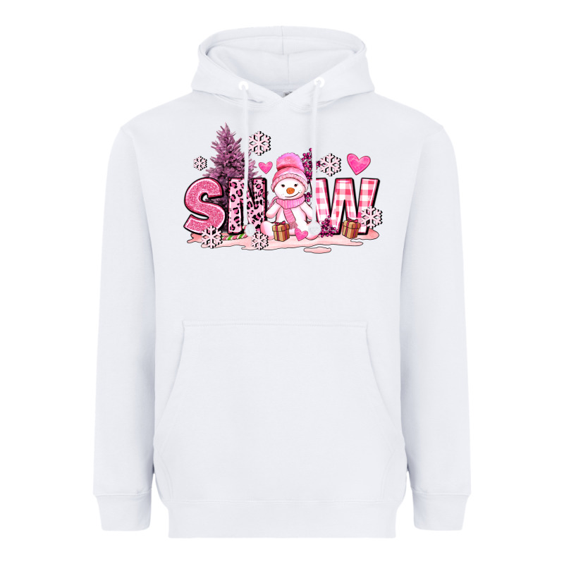 Pink Snowman And Snow Heavyweight Hoodie by AdoDesignShop | Teevron