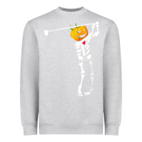 Heather Grey Golf Skeleton Pumpkin Halloween Shirt Heavyweight Sweatshirt - maiPhamDesign