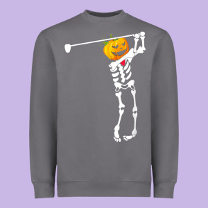 Golf Skeleton Pumpkin Halloween Shirt Heavyweight Sweatshirt Designed By Maiphamdesign