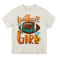 Cream Football kinda Girl Heavy Core Tee - NancyCooperArtShop