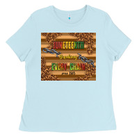 Baby Blue juneteenth breaking every chain since 1865 Ladies Tee - TumblerDesignByShophia